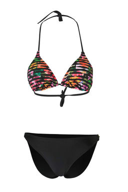 Siyah-Cok Renkli Duz Ucgen Hipster Normal Bel Kaps?z Bikini Tak?m? TBESS26BT00202