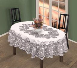 Скатерть арт. 249661/130/9, овал, 130 см х 180 см, цвет: св. стальной/серый