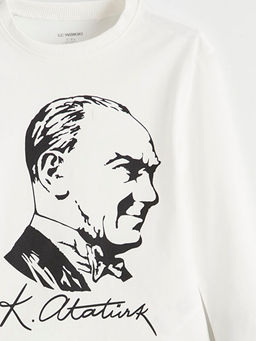 Bisiklet Yaka Atat?rk Bask?l? Erkek ?ocuk Ti??rt