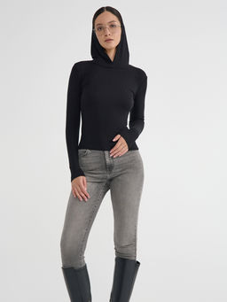CONTE Джемпер в рубчик с капюшоном LD 2959 black