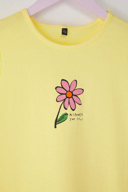 Lila-Sar? 2li K?z Cocuk %100 Pamuk Bask?l? Kolsuz K?sa Orme Elbise TKDSS25EL00092 - Trendyolmilla фото 2