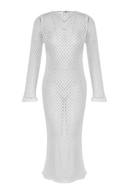 TRENDYOLMILLA Siyah Fitted Midi Triko Plaj Elbise TBESS25EL00124  фото 5