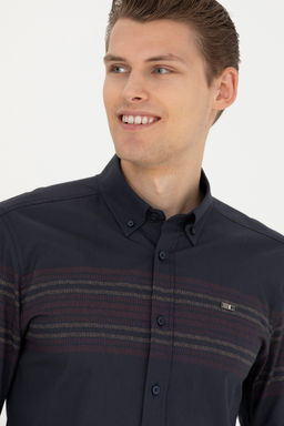 Мужская темно-синяя рубашка с длинным рукавом - U.s. polo assn фото 16