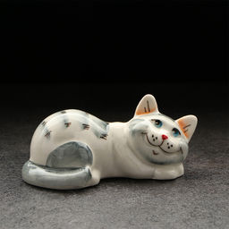 Фигурка фарфоровая «Котя Муся», серая, 9 см