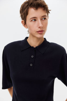 Fine-knit polo dress - H&m фото 5