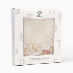 Скатерть «Этель. Пасхальные куличи», d=148 см, 100% хлопок, саржа 190 г/м²