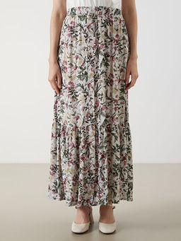 Beli Lastikli ?i?ekli A Kesim Etek