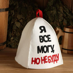 Шапка для бани с аппликацией Я все могу, но не буду