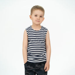Майка тельняшка детская темносиние полоски