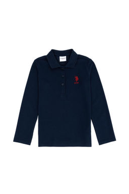 U. S. Polo Assn Базовый свитшот с воротником поло темно-синего цвета для девочек