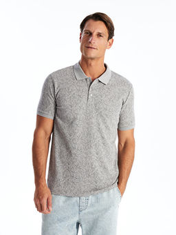 Polo Yaka K?sa Kollu Desenli Erkek Ti??rt