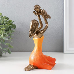 Фигурка полистоун «Мама играет с ребенком», бронза, оранжевый, 12×9.5×19 см