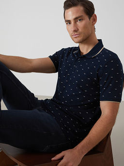 Polo Yaka K?sa Kollu Desenli Pike Erkek Ti??rt