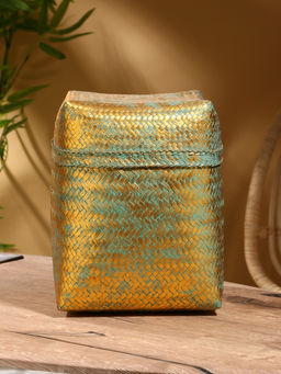 Корзинка плетёная «Голден», 25×25×30 см, голубая