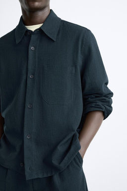 COTTON/LINEN SEERSUCKER OVERSHIRT - Zara фото 7