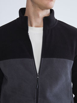 Dik Yaka Polar Erkek Fermuarl? Sweatshirt
