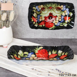 Блюдо прямоугольное глубокое 19 см / S440607 U092-1 GREY /уп 6/72 / цветная коробка