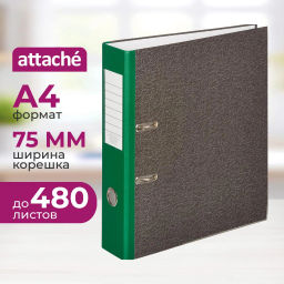 Папка-регистратор 75 мм Attache мрамор,мет.уг.,зел.корешок,карм.кор,бум/бум  фото 2