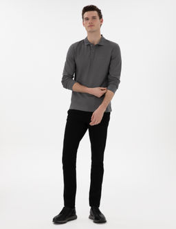 Gri Slim Fit K_vr_lmaz Yaka Sweatshirt - Pierre cardin фото 4