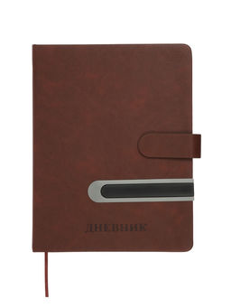 Дневник школьный 1-11 класс, лассе, обложка искуственная кожа коричневая, с хляст, с ручкой   109690