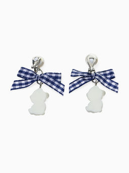 Цена за 2 шт. Серьги-клипсы детские «Выбражулька» панда с бантом клетка и жемчужиной, цветные