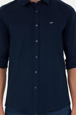 Мужская темно-синяя базовая рубашка с длинным рукавом - U.s. polo assn фото 6