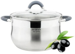 Кастрюля нерж 5,1 л ZEIDAN со стекл крышкой, мат тонир, арт. Z-50253