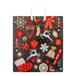 Цена за 10 шт. Пакет новогодний «Коллаж сталь», полиэтиленовый с пластиковой ручкой, 44×40 см