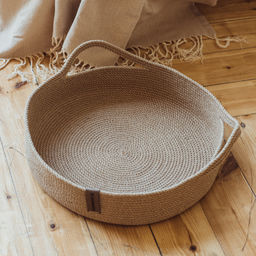 Корзина-лежанка для животных из джута d-40см с ушками - Уютности фото 14