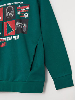 Kap??onlu Y?lba?? Temal? Uzun Kollu Erkek ?ocuk Sweatshirt - Waikiki фото 3