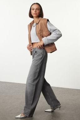 Gri Bel Tokal? Yuksek Bel Barrel Baggy Jeans TWOAW25JE00240 - Trendyolmilla фото 2