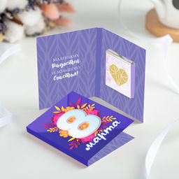 Цена за 2 шт Мини-открытка "8 марта" (фиолетовая)