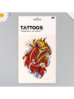 Цена за 2 шт. Переводная тату на тело цветная Красные карпы, 26.1?14.6 см