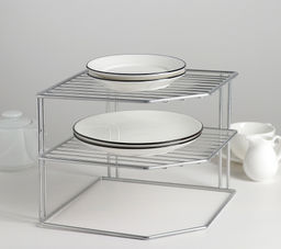 _Подставка для посуды угловая 2-х ярусная (25*25*20см), хром арт. АЛТ 202С