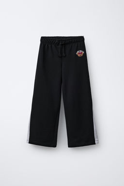 WIDE-LEG EMBROIDERED BEAR TROUSERS