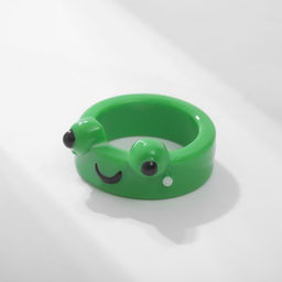 Кольцо пластиковое Лягушка, зелёное, 17 размер