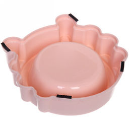 Цена за 2 шт. Миска пластиковая с металлической чашкой "Колор-Лягушка" 20*5см цвет нежно-розовый/250мл