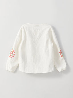 Bisiklet Yaka Nak??l? Uzun Kollu K?z ?ocuk G?mlek - Waikiki фото 2