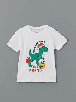 Bisiklet Yaka Dinazor Bask?l? Erkek Bebek Ti??rt