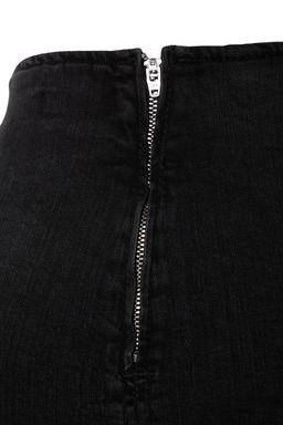 More Sustainable Siyah Dikis Detayl? Midi Kalem Comfort/Esnek Denim Etek TWOAW24ET00057