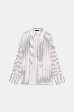 FLOWING STRIPED SHIRT WITH SCARF DETAIL - Zara фото 5