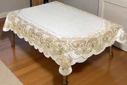 Скатерть арт. 243830/150/3, прямоугольная, размеры 150 см х 250 см, цвет кремово-золотистый