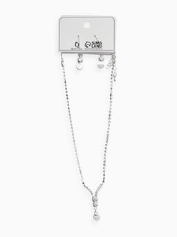 Набор 2 пред-а: серьги, колье "Вечерний шик" минимализм, цвет белый в серебре