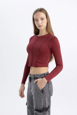 Классная приталенная футболка с длинными рукавами - Defacto фото 4