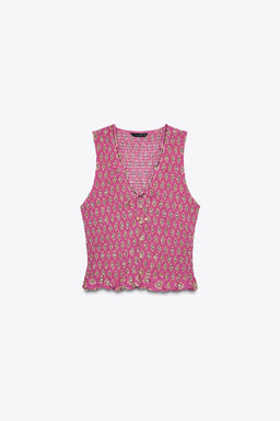 SMOCKED PRINT TOP - Zara фото 6