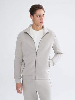 Dik Yaka Uzun Kollu Erkek Fermuarl? Sweatshirt