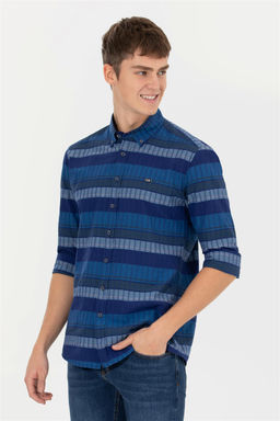 U. S. Polo Assn / Мужская синяя рубашка с длинным рукавом - U.s. polo assn фото 9