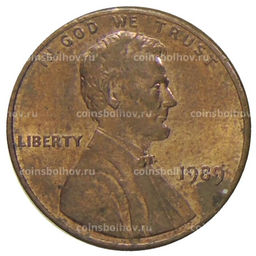 Монета 1 цент 1989 года США
