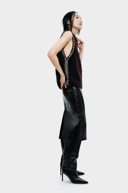 Top en mezcla de mohair con detalles de strass