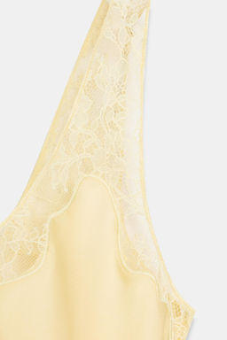 TOP SATINADO ENCAJE ZW COLLECTION / Amarillo - Zara фото 8